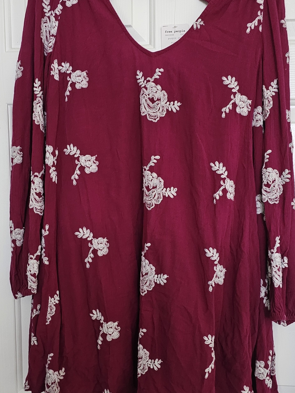 Free People Deep Magenta Embroidered Tunic